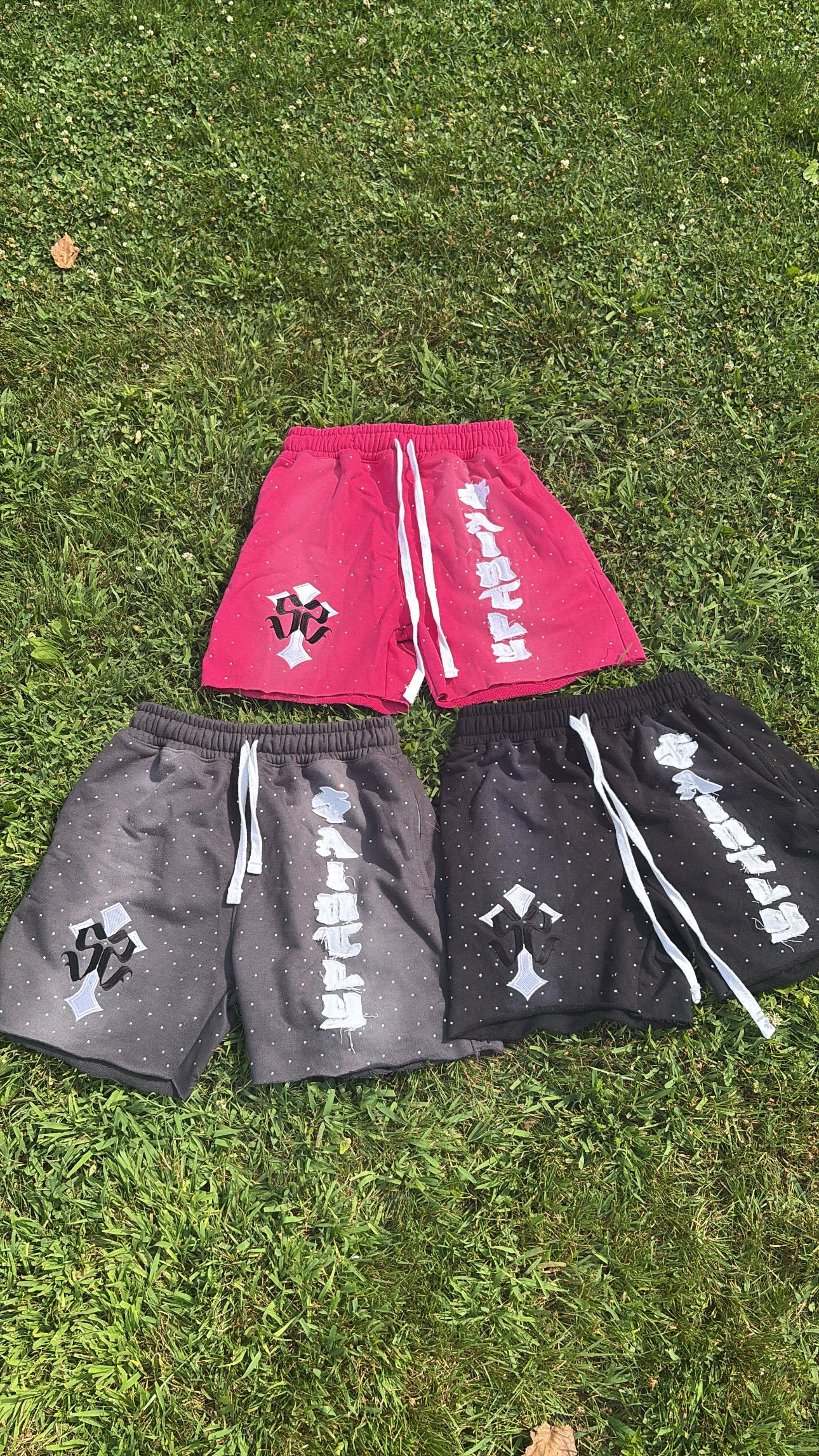 Pretty Pink Acid Wash X Rhinestone $aintly Shorts